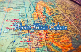 世界地図の上に“Winter Music Culture”の文字がデザインされた写真