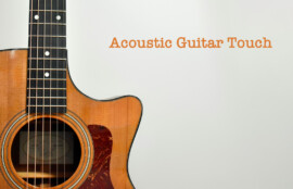 アコースティックギターのボディとネック（Acoustic Guitar Touchの文字入り）