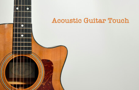 アコースティックギターのボディとネック（Acoustic Guitar Touchの文字入り）