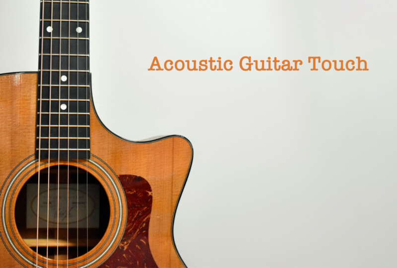 アコースティックギターのボディとネック（Acoustic Guitar Touchの文字入り）